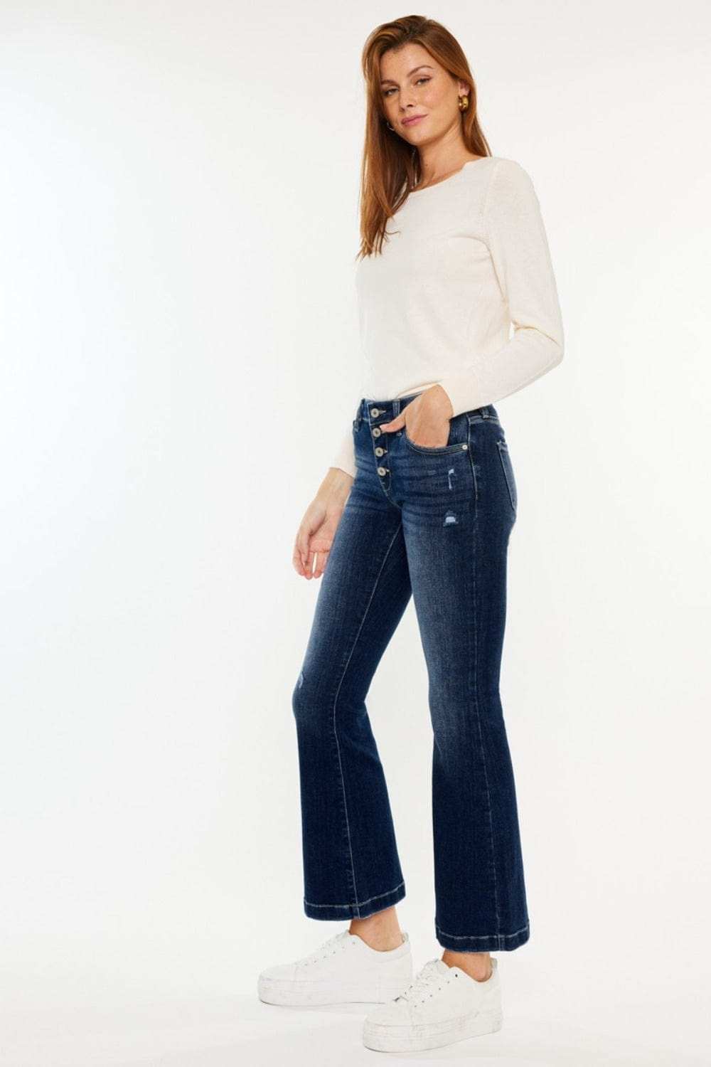 Kancan Mid Rise Button Fly Flare Jeans - Trendsi - Flyclothing LLC