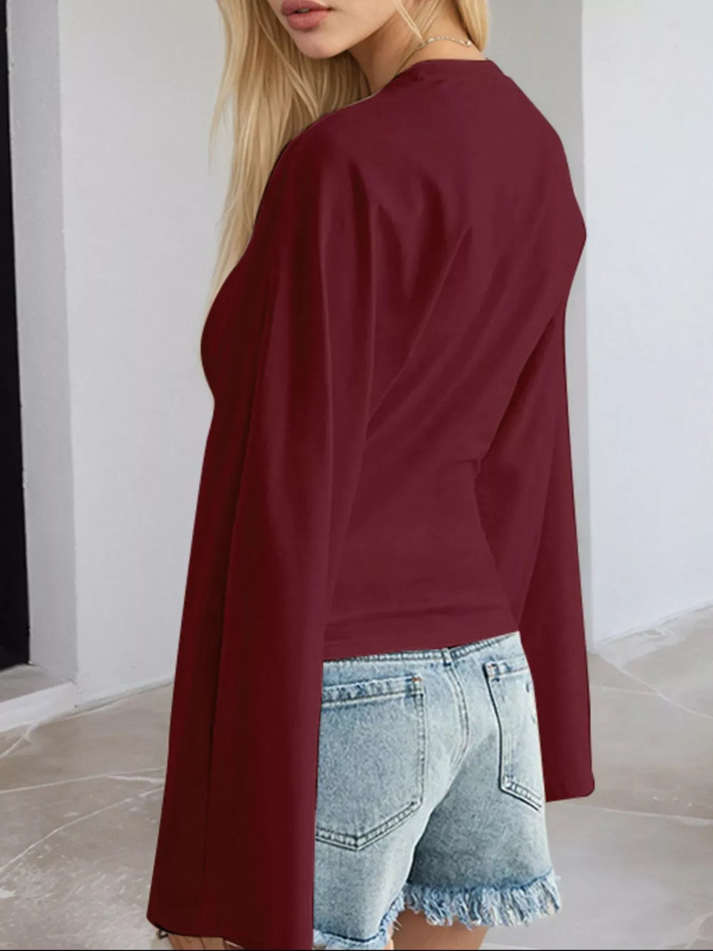 Full Size Long Sleeve Fitted T-Shirt Plus Size - Trendsi - Flyclothing LLC