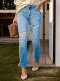 Distressed Buttoned Jeans with Pockets - Trendsi - Flyclothing LLC