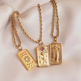18K Gold-Plated Tarot Card Necklace - Trendsi - Flyclothing LLC