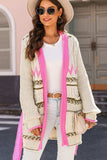 Contrast Tied Open Front Cardigan - Trendsi - Flyclothing LLC