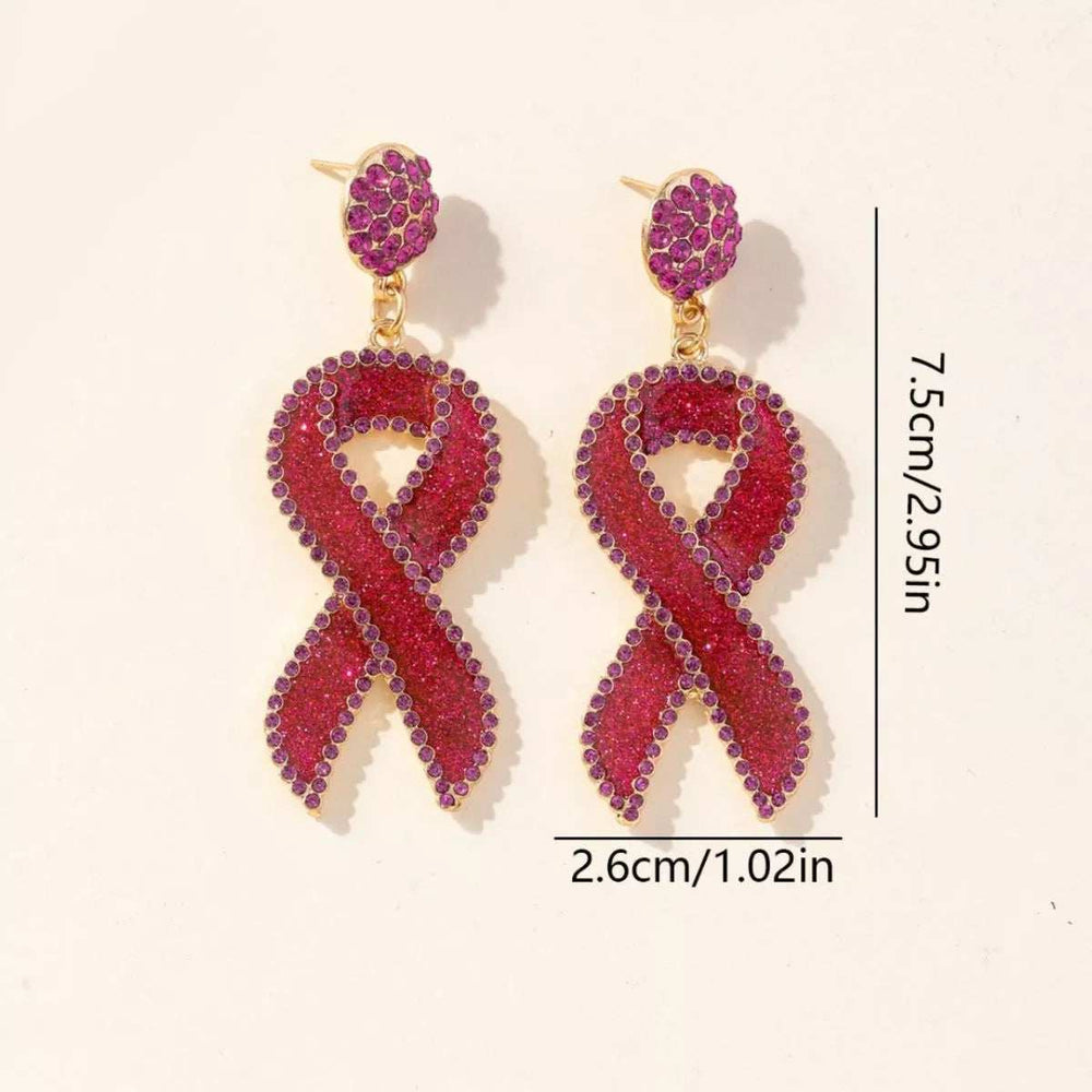 Rhinestone Ribbon Drop Earrings - Trendsi - Flyclothing LLC