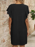 Ruffled V-Neck Cap Sleeve Mini Dress - Trendsi - Flyclothing LLC