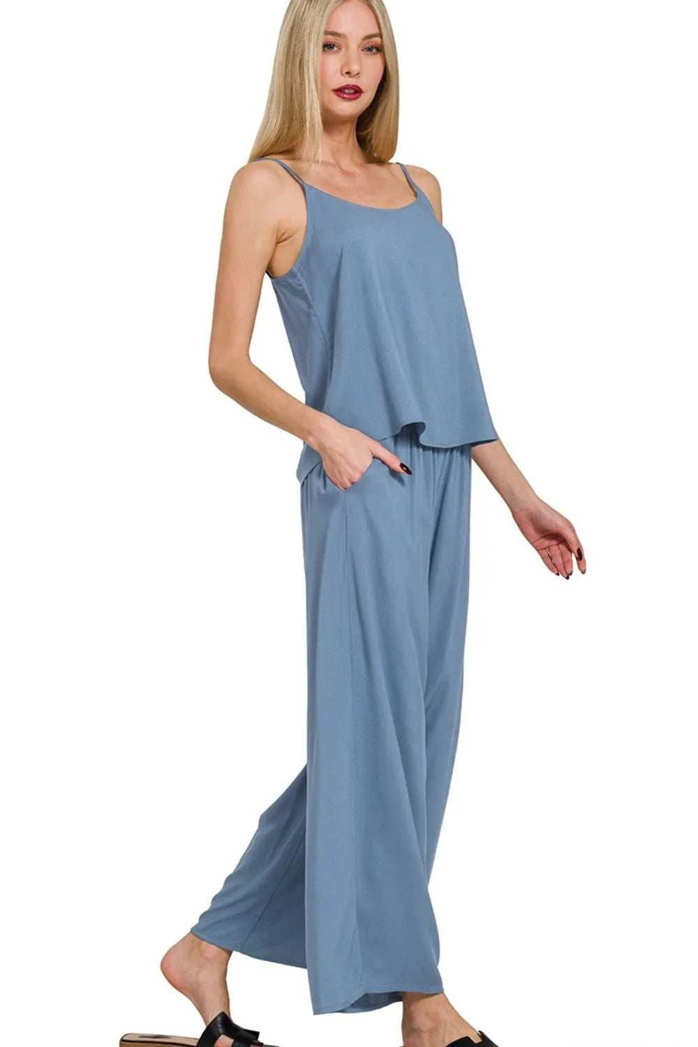 Zenana Woven Cami & Pants Set - Trendsi - Flyclothing LLC