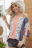 BiBi Leopard Stripe Printed French Terry Oversized Top - Trendsi - Flyclothing LLC