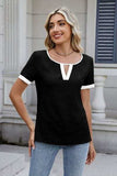 Cutout Round Neck Short Sleeve Top - Trendsi - Flyclothing LLC