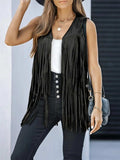 Fringe Open Front Vest Coat - Trendsi - Flyclothing LLC