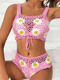 Flower Cutout Wide Strap Two-Piece Cover Up - Trendsi - Flyclothing LLC