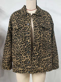 Leopard Button Up Long Sleeve Denim Jacket - Trendsi - Flyclothing LLC
