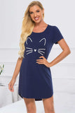 Graphic Round Neck Short Sleeve Lounge Dress - Trendsi - Flyclothing LLC