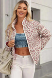 Floral Snap Down Mock Neck Coat - Trendsi - Flyclothing LLC