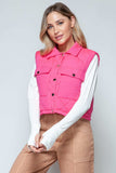 Snobbish Snap Down Quilted Crop Vest - Trendsi - Flyclothing LLC