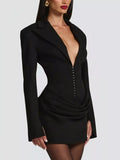 Full Size Blazer-Style Long Sleeve Mini Dress Plus Size - Trendsi - Flyclothing LLC