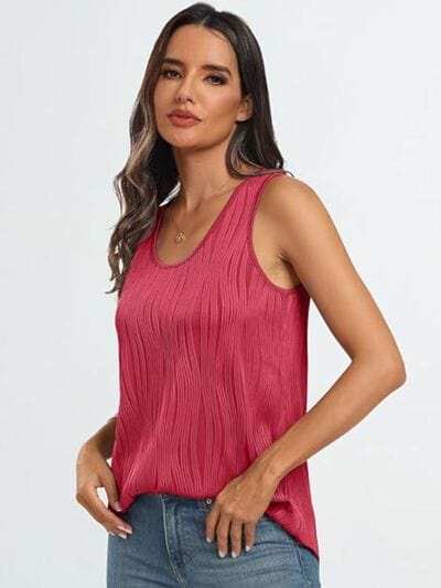 Round Neck Wide Strap Tank - Trendsi - Flyclothing LLC