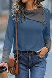 Decorative Button Long Sleeve Blouse - Trendsi - Flyclothing LLC