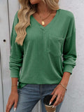 V-Neck Long Sleeve T-Shirt - Trendsi - Flyclothing LLC