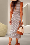 Striped Wide Strap Midi Dress - Trendsi - Flyclothing LLC