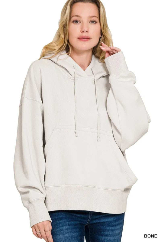 Zenana Oversized Fleece Kangaroo Pocket Hoodie - Trendsi - Flyclothing LLC