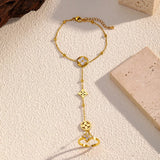 18K Gold-Plated Clover Charm Hand Chain Bracelet - Trendsi - Flyclothing LLC