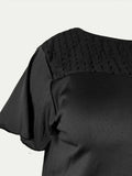 Full Size Ruffled Round Neck Short Sleeve Blouse - Trendsi - Flyclothing LLC