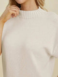 Double Take Full Size Mock Neck Short Sleeve Sweater - Trendsi - Flyclothing LLC