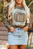 Pumpkin Graphic Leopard Round Neck Long Sleeve Sweatshirt - Trendsi - Flyclothing LLC