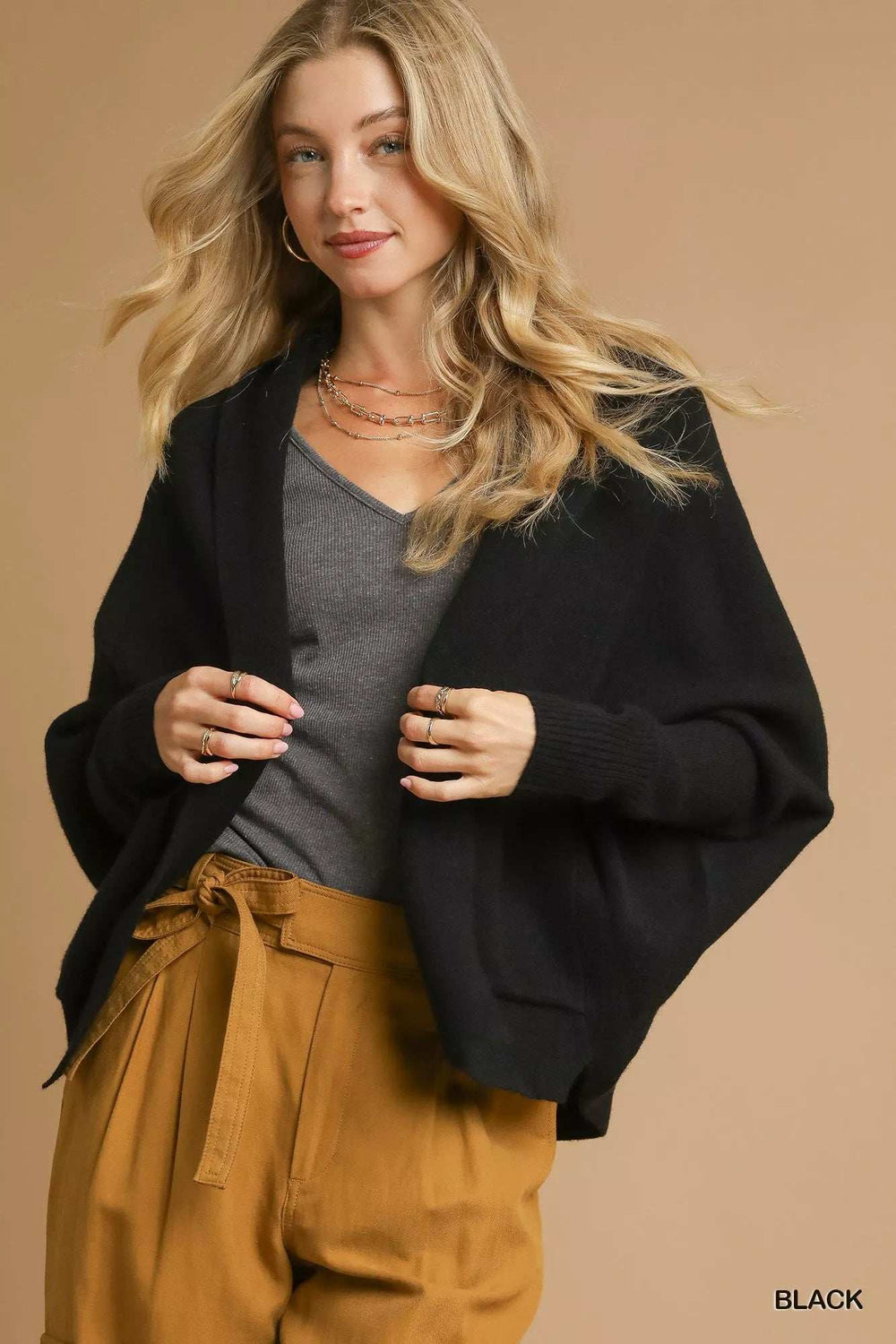 Umgee Open Front Cardigan with Front Pockets - Trendsi - Flyclothing LLC