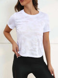 Ice Silk Mesh Round Neck Short Sleeve T-Shirt - Trendsi - Flyclothing LLC