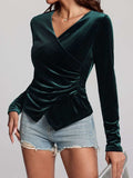 Ruched Surplice Long Sleeve Top - Trendsi - Flyclothing LLC