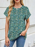 Printed Round Neck Short Sleeve Top - Trendsi - Flyclothing LLC
