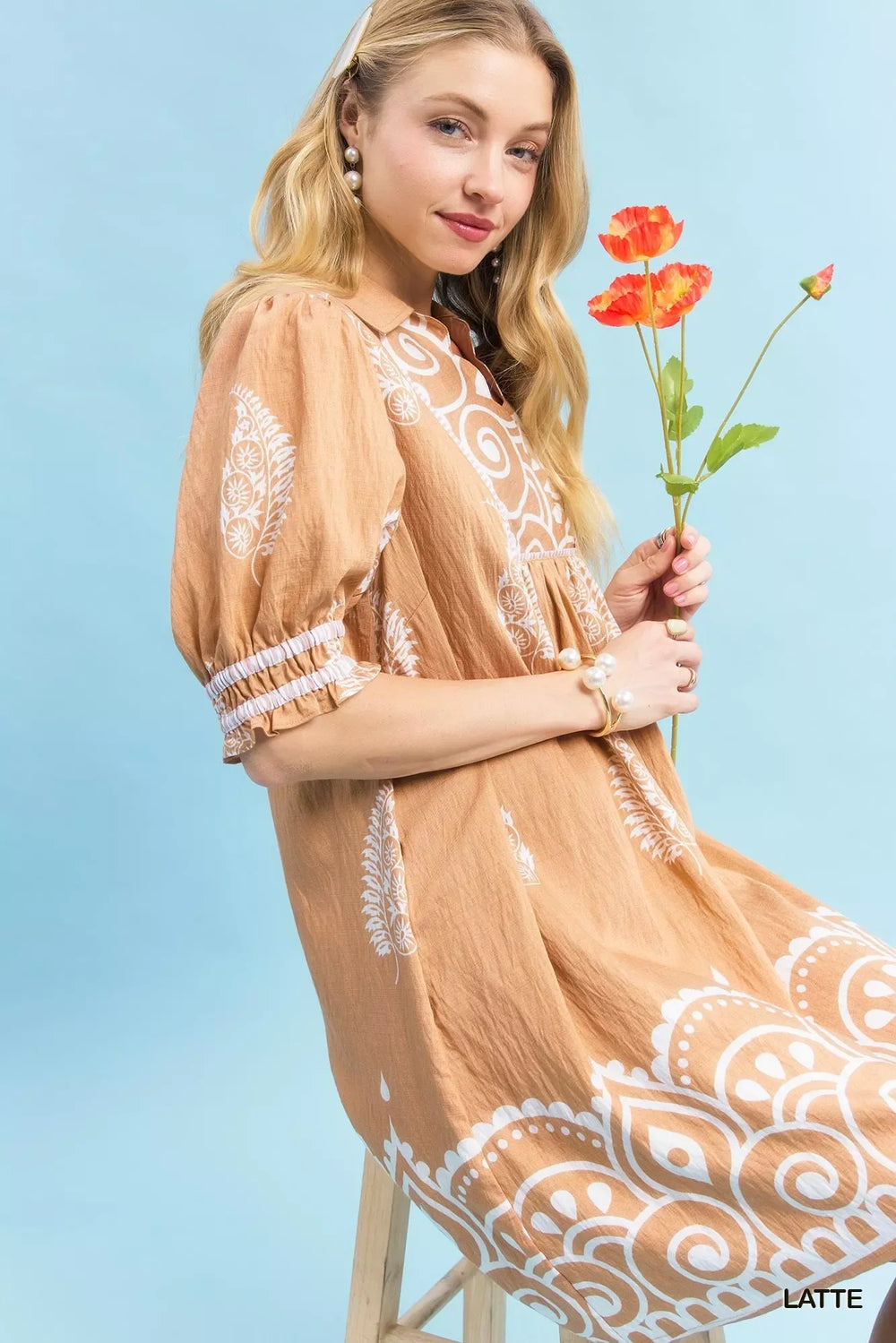 Umgee Paisley Mandala Print Babydoll Dress - Trendsi - Flyclothing LLC