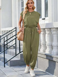 Backless Drawstring Waist Jumpsuit - Trendsi - Flyclothing LLC
