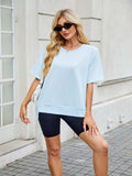 Round Neck Short Sleeve T-Shirt - Trendsi - Flyclothing LLC