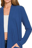 Zenana Slouchy Lightweight Open Front Pocket Cardigan - Trendsi - Flyclothing LLC