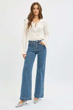 RISEN High Rise Wide Leg Bow Embroidered Jeans - Trendsi - Flyclothing LLC