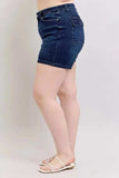 Judy Blue Full Size High Waist Back Flap Pocket Denim Shorts Plus Size - Trendsi - Flyclothing LLC
