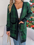 Plaid Open Front Long Sleeve Cardigan - Trendsi - Flyclothing LLC