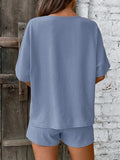 V-Neck Half Sleeve Top and Shorts Set - Trendsi - Flyclothing LLC