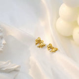 18K Gold-Plated Bow Earrings - Trendsi - Flyclothing LLC