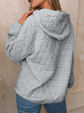 Textured Long Sleeve Hoodie with Pockets - Trendsi - Flyclothing LLC