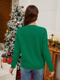 Sequin Candy Cane Round Neck Long Sleeve Sweater - Trendsi - Flyclothing LLC