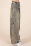 Mittoshop Washed Wide Leg Jeans with Pockets - Trendsi - Flyclothing LLC