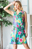 Heimish Full Size Floral Johnny Collar Sleeveless Dress Plus Size - Trendsi - Flyclothing LLC