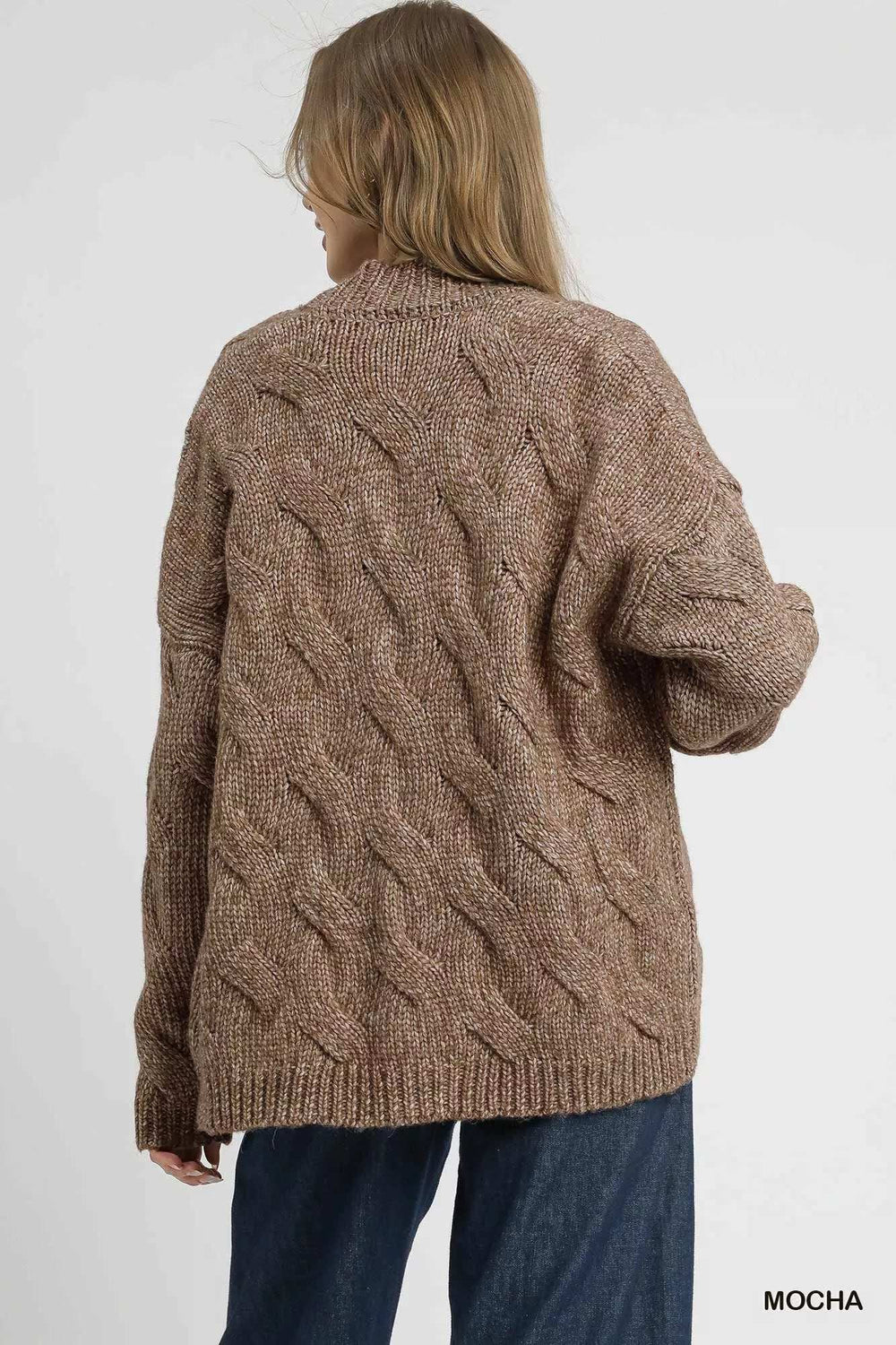 Umgee Chunky Cable Knit Open Front Cardigan - Trendsi - Flyclothing LLC