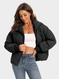 Zip Up Turtleneck Long Sleeve Winter Coat - Trendsi - Flyclothing LLC