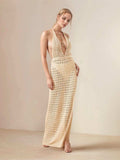 Hollow Out Halter Neck Cover-Up Dress - Trendsi - Flyclothing LLC