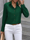 Button Up Collared Neck Long Sleeve Shirt - Trendsi - Flyclothing LLC