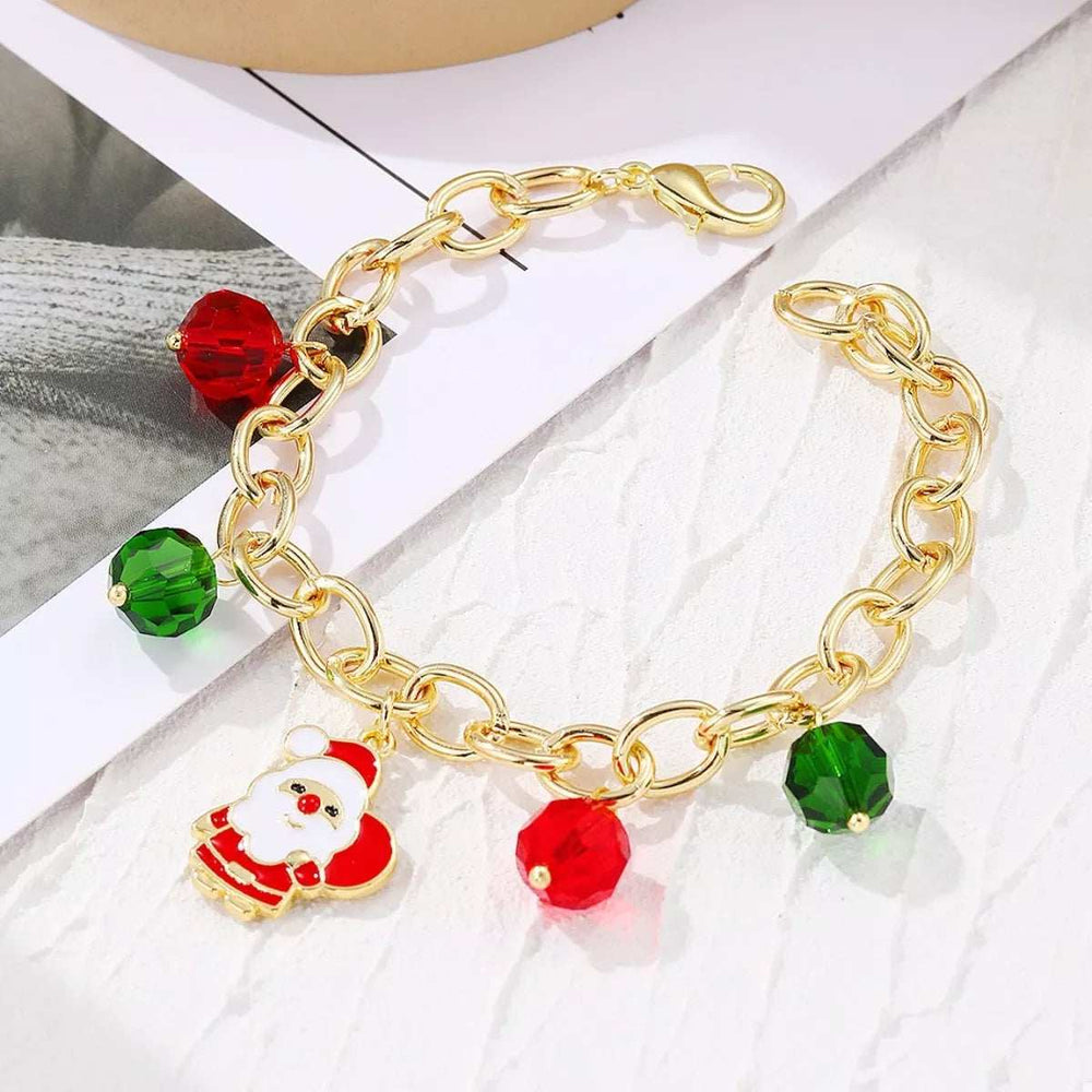Christmas Santa Snowman Bracelet with Colorful Crystal - Trendsi - Flyclothing LLC