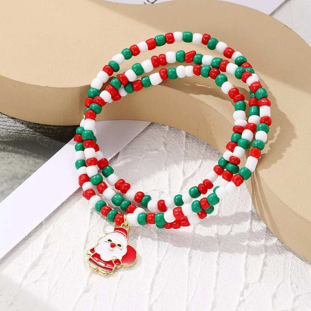 Christmas Beaded Necklace with Santa Charm - Trendsi - Flyclothing LLC