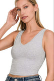 Zenana Cotton V-neck Cropped Cami Top - Trendsi - Flyclothing LLC